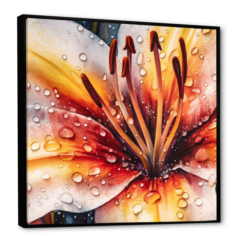 Sérénade orange sur toile, H 16 po x l 16 po x P 1 po, Cadre flottant noir