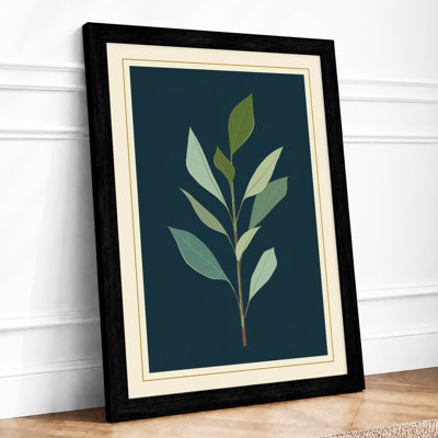 Single Stem In Teal Botanical - Print
