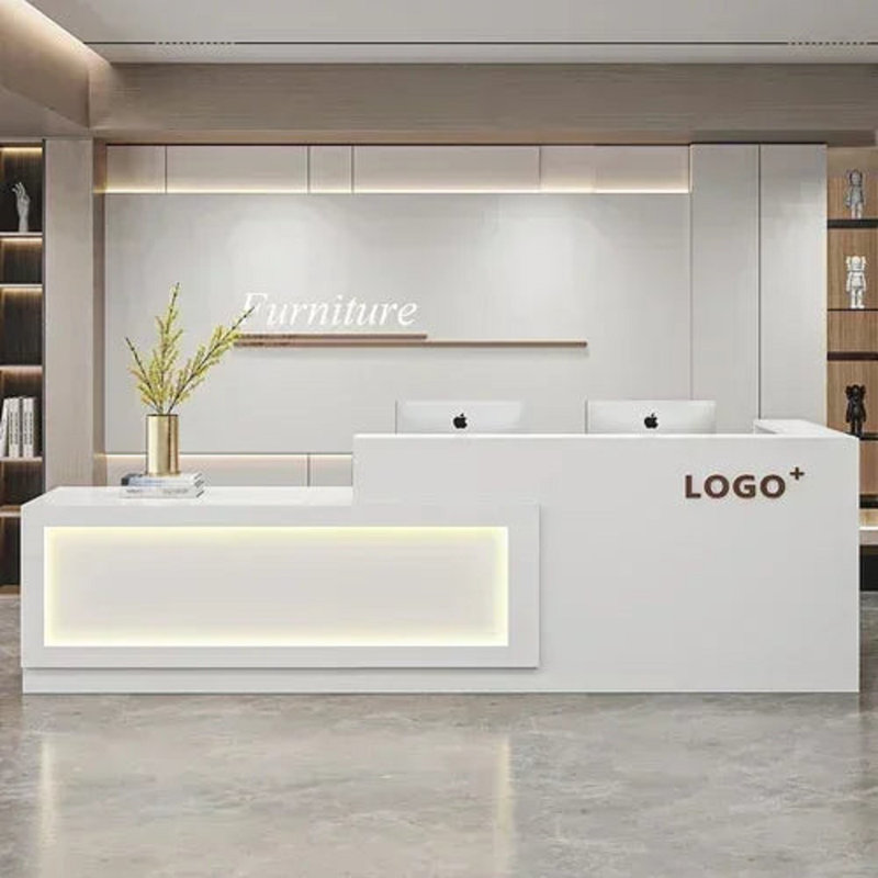 Cherrin Reception Desk, White, 75cm H x 180cm W x 60cm D