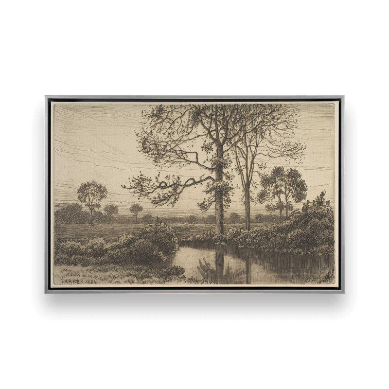 «Autumn's Gray and Melancholy 1884» par Stellar Design Studio, reproduction d'art, H 13,5 po x l 19,5 po, Argent