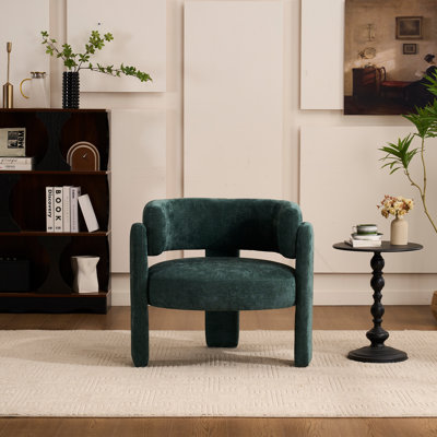33" Wide Accent Chair with Curved Backrest and 3-Leg Modern Base