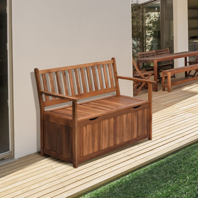 Banc de rangement extérieur pour patio, banc extérieur 41 gallons, boîte de rangement en bois pour terrasse