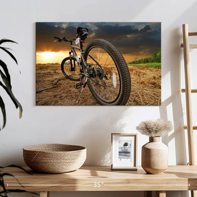 Coucher de soleil Mehar au-dessus d'un vélo, H 16 po x l 24 po