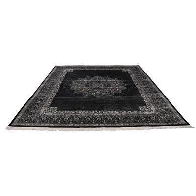 10x13 Black and Ivory Turkish Antep Rug