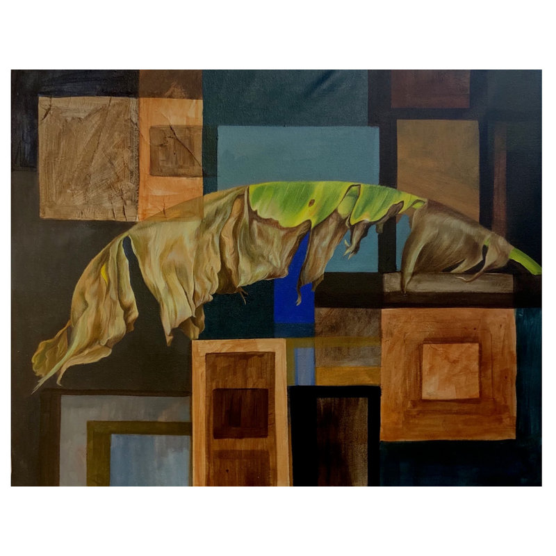 Feuille de bananier Memory | Mk Goyal | Technique mixte sur toile