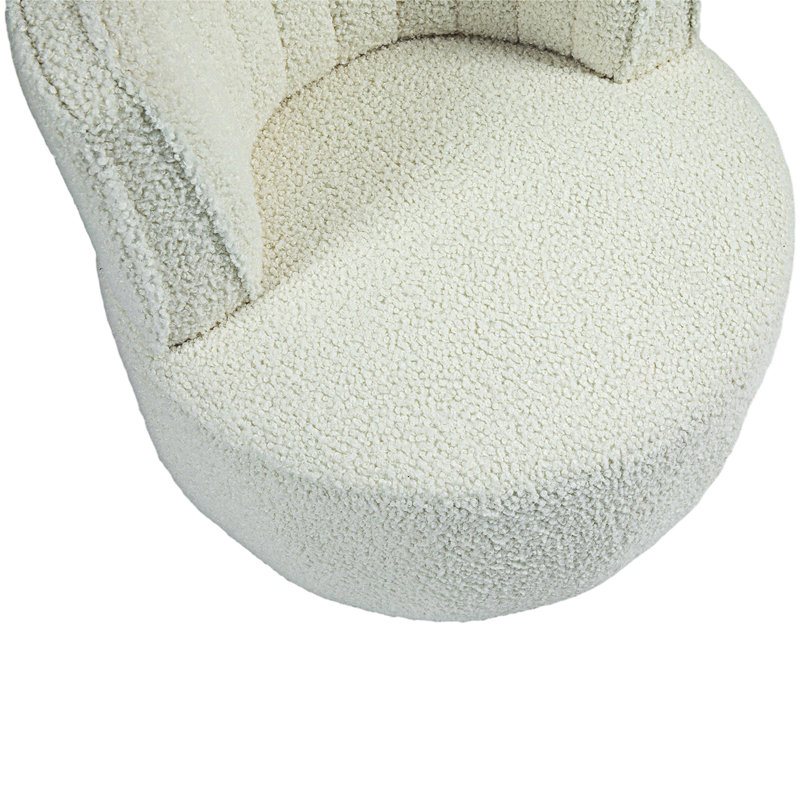 Alphonsine Upholstered Swivel Barrel Chair, White Teddy