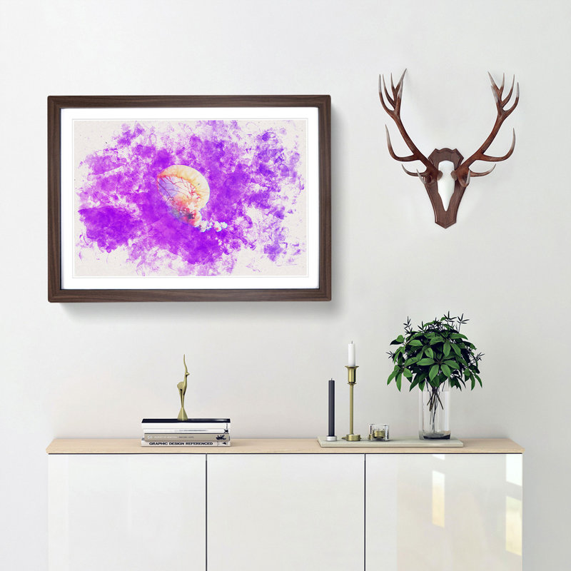 Jellyfish - Picture Frame Painting Print, Walnut Framed, 36cm H x 48cm W x 2cm D