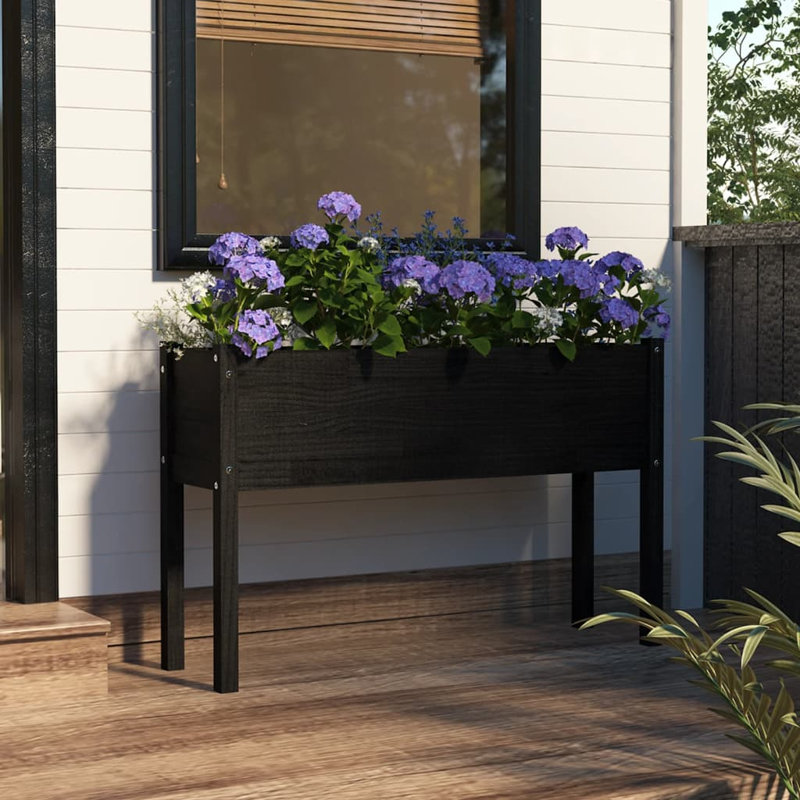 Alasteir Wood Planter Box, 70cm H x 70cm W x 70cm D, Black