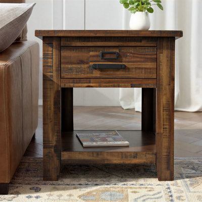 Crawford Solid Wood End Table with Storage