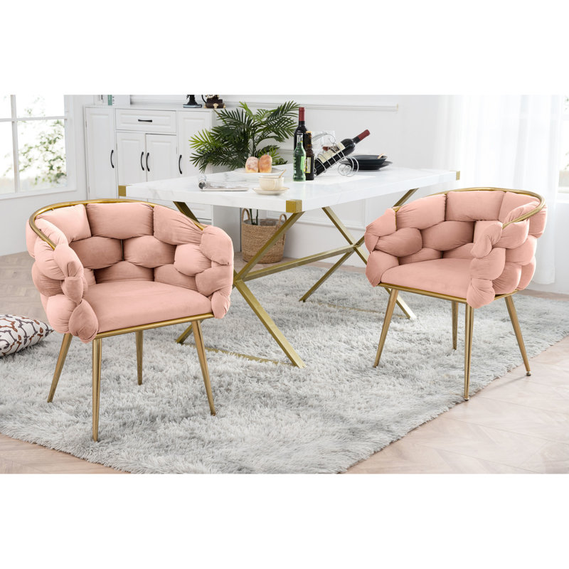 Hummera Upholstered Accent Chair, Pink Velvet, 1