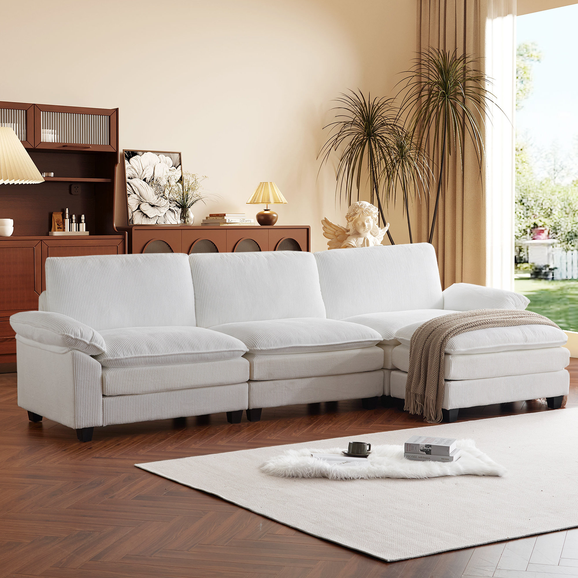 Latitude Run® L Shaped Modular Sectional Sofa with Movable Ottoman ...