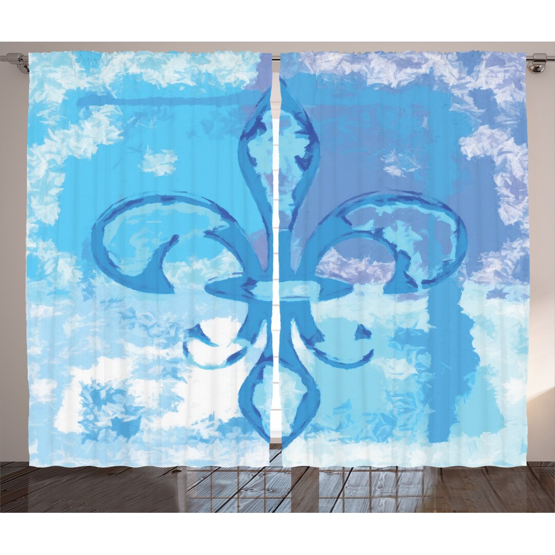 Rustikaler Vorhang, Frankreich Fleur de Lis, Blau, Blau