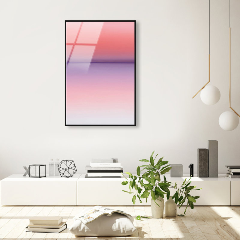 Peach Coastline II Print by Oliver Gal, 46"H x 31"W, Black Floater Frame