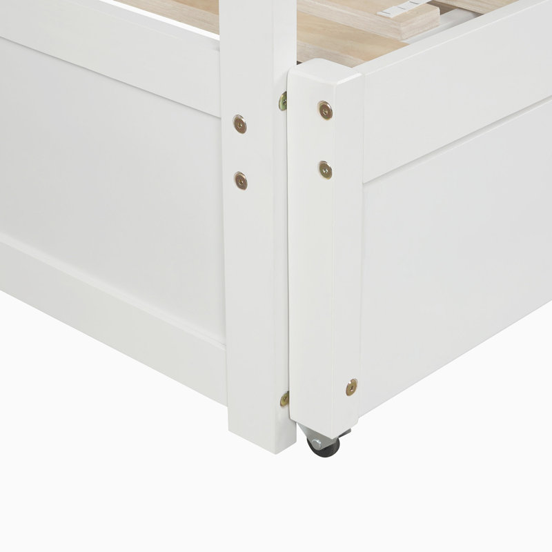 Solid Wood Open-Frame Storage Bed, White