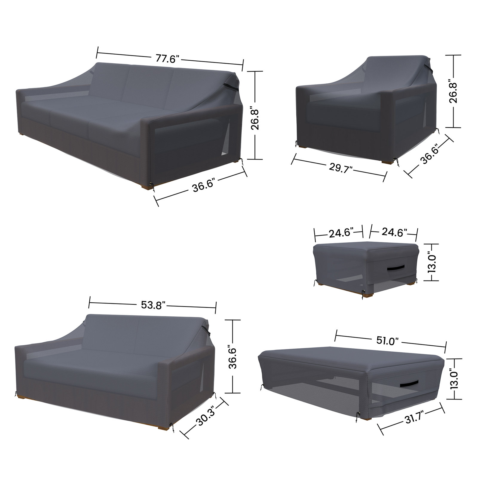 Melrose Teak Outdoor Sofa Seating Group Cover