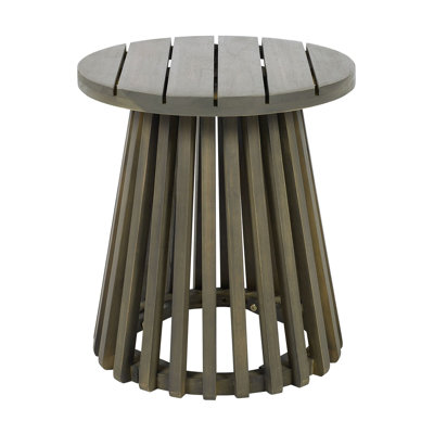 Durable Acacia Wood Round Patio Side Table, Perfect for Backyard, Lawn, and Balcony by Ebern Designs