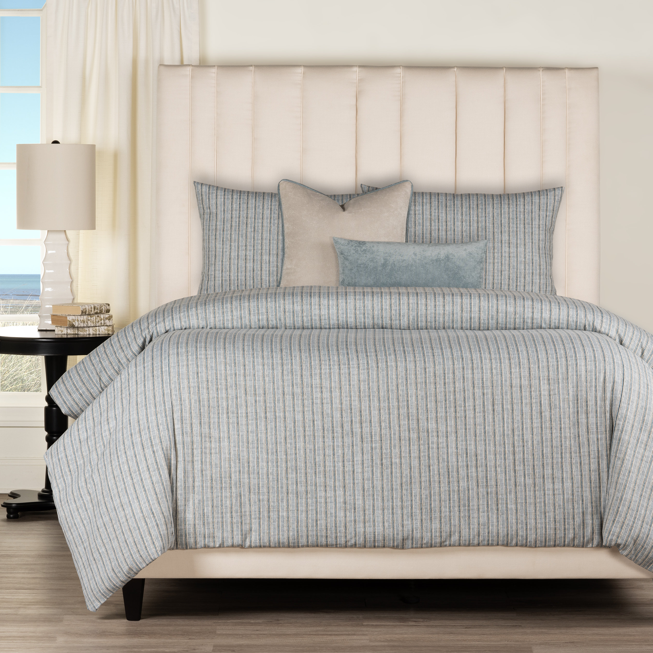 Birch Lane Hamilton Denim Farmhouse 7 Piece Duvet Cover Set Siscovers Size Expanded King Duvet Cover 6 Additional Pieces
