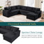 Canapé modulaire surdimensionné en U de 115,3 po avec méridienne et trois coussins décoratifs doux pour le salon, noir-63289403