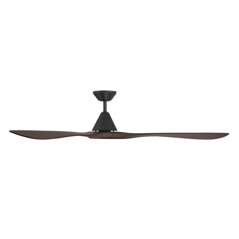 Ventilateur de plafond intelligent à 3 pales en bois naturel Carve avec télécommande incluse, Noir mat, Noyer foncé