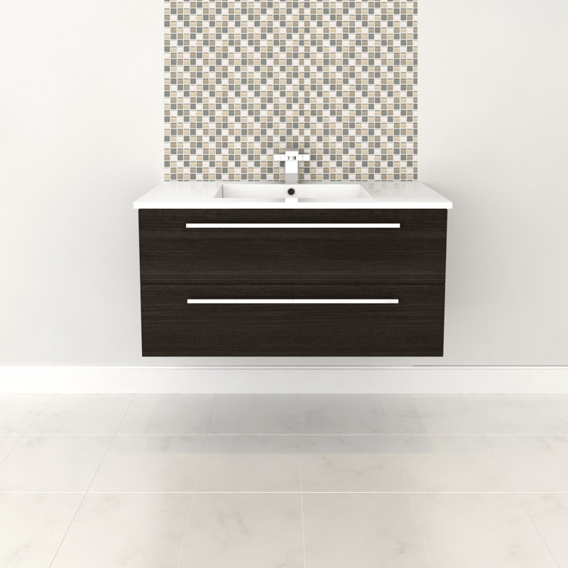 Silhouette 36" Single Sink Bathroom Vanity with Cultured Marble Top, Dark Chocolate