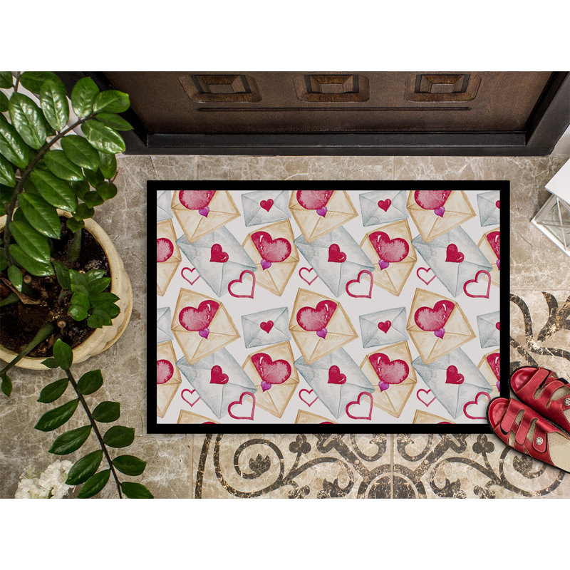 Tapis d'extérieur antidérapant Adrienn Love Letters, Rectangle 2 pi x 3 pi