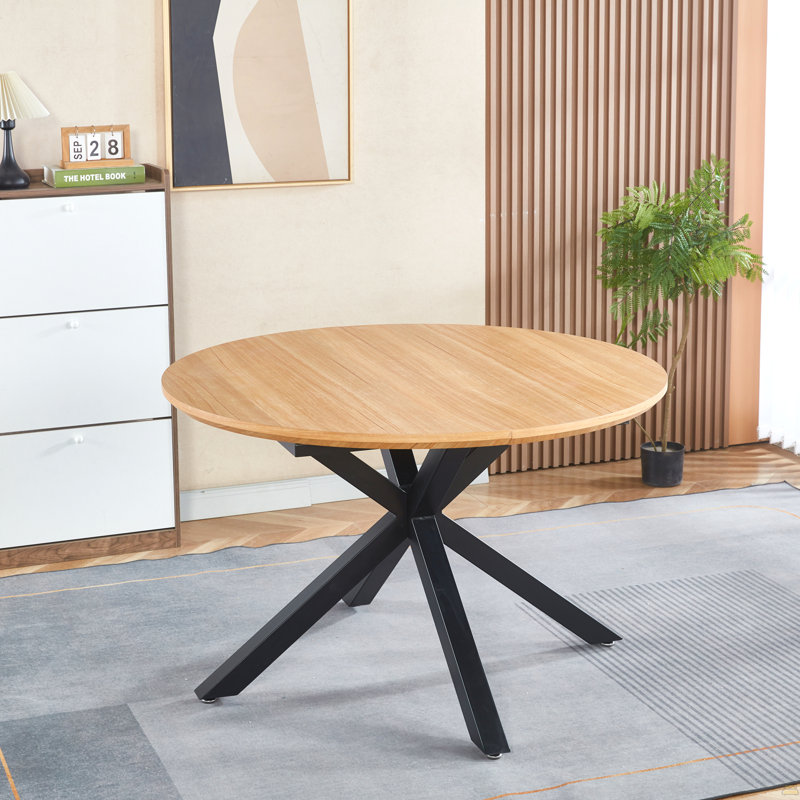 Table extensible, table de salle à manger, table de bureau, table basse, pieds en métal, plateau en MDF, Chêne
