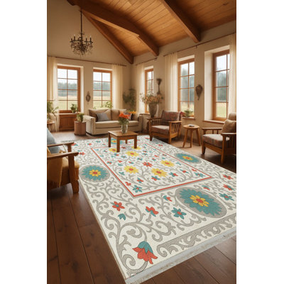 Tapis beige tissé traditionnel Mosso