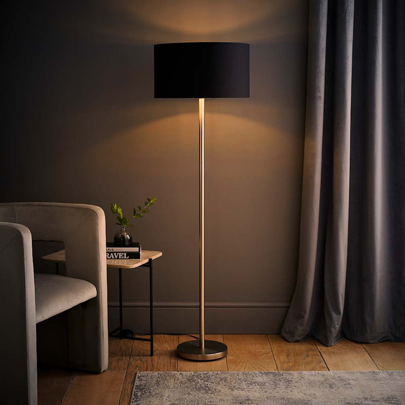 Daryanna 148cm Traditional Floor Lamp, Brushed, No, Black