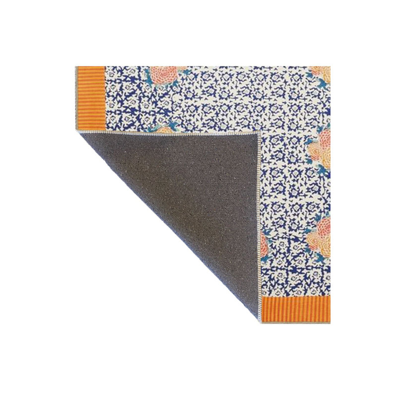 Tapis orange tissé à motif floral lavable, Sous-tapis rectangulaire de 3 pi 3 po x 4 pi 11 po