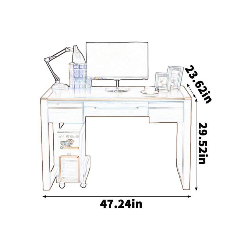 Bureau moderne en bois d'hévéa naturel