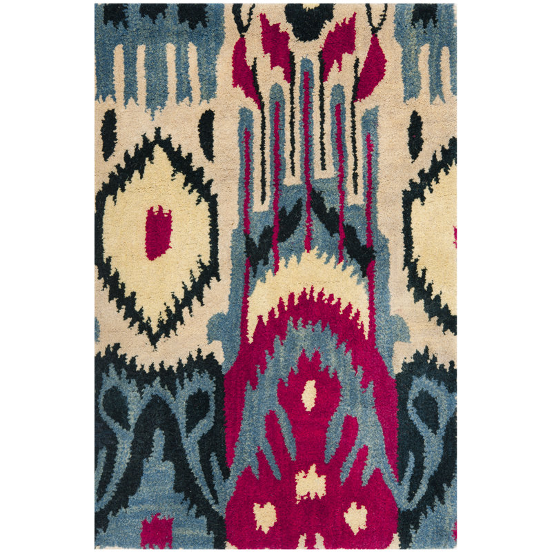 Tapis ikat en laine touffeté à la main Kline, Rectangle 4 pi x 6 pi