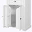 Armoire de rangement pour salle de bain tour de lin moderne autoportante avec portes, tablettes réglables et tiroir-118436575