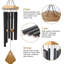 Carillons éoliens 30 pouces avec carillons de mémorisation de ton profond avec crochet pour la fête des mères / pendaison de crémaillère / Noël, patio, jardin, cour, décoration intérieure, noir