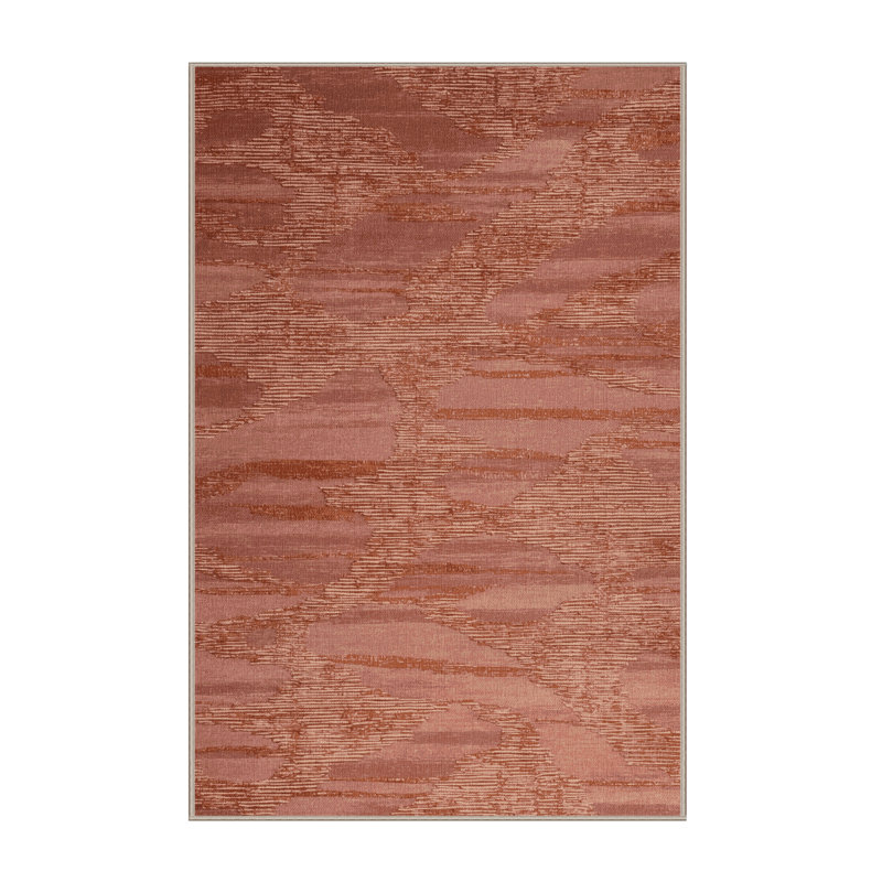 Machine Washable Abstract Brown Area Rug, Rectangle 5' x 8'
