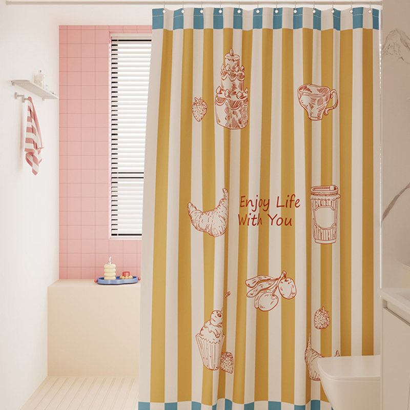 Rideau de douche en polyester, Jaune