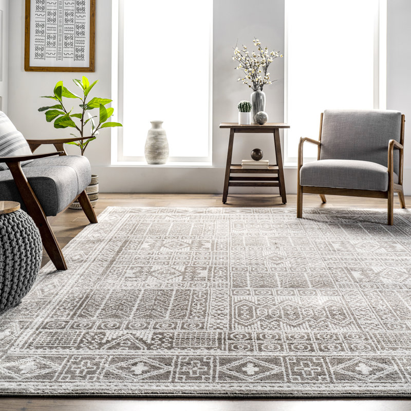 Akimitsu Southwestern Gray Area Rug, Rectangle 3' x 5'