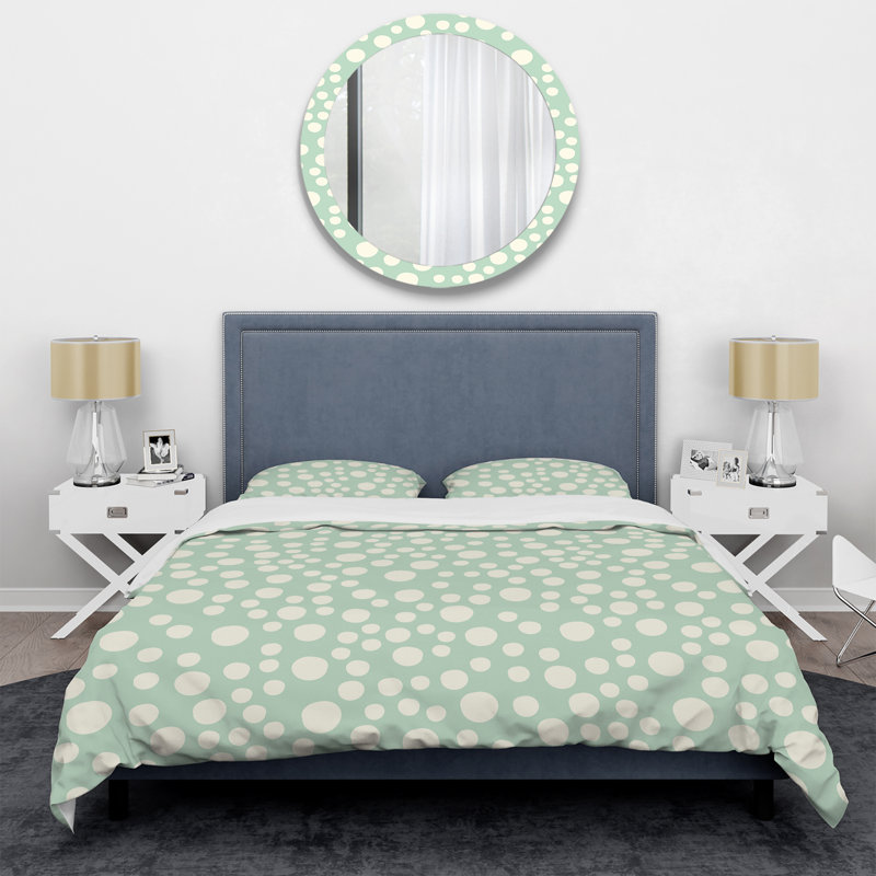 Ensemble de housse de couette en microfibre vert / crème 3 pièces