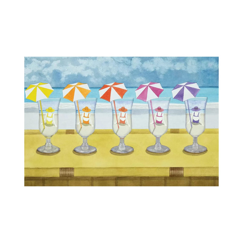 Drinks On The Beach by Cory Clifford - Wrapped Canvas Painting, 66.04cm H x 101.6cm W x 1.91cm D