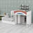 Multi-Functional Offset Bunk Bed Featuring Wardrobe, Drawers, Upholstered Guardrail, and Hanging Rod System-43541600