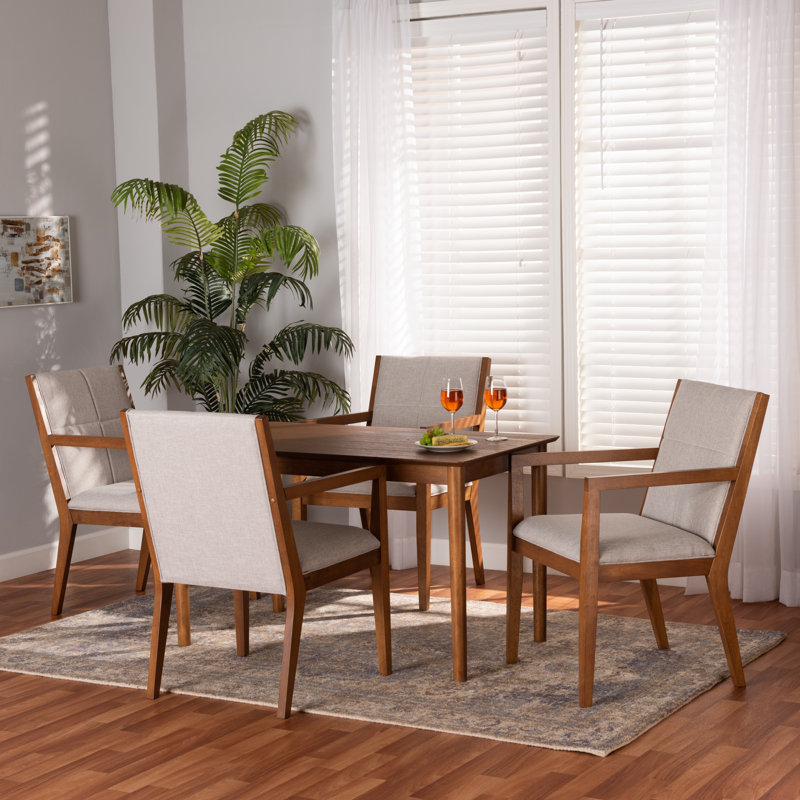 4 - Person Four Leg Dining Set, Grayish Beige
