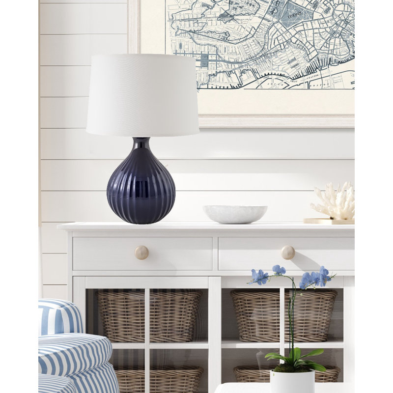 Lampe de table standard 24 po Erkerd, Bleu marine brillant