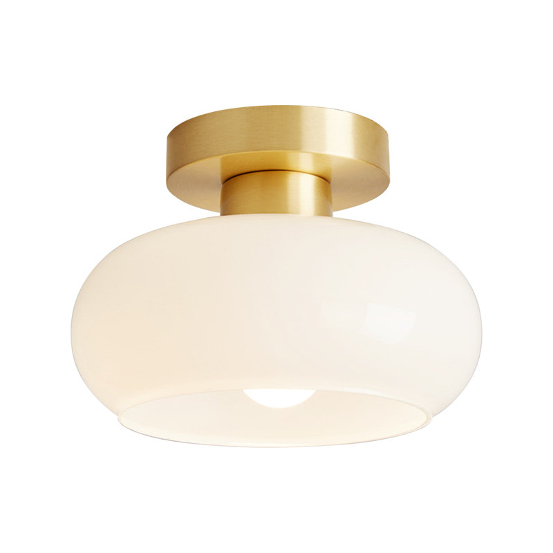 Plafonnier semi-encastré en verre blanc, H 11,02 po x l 15,74 po x P 15,74 po