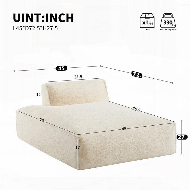 72"Oversized Modular Sofa,No Assembly Required, Beige