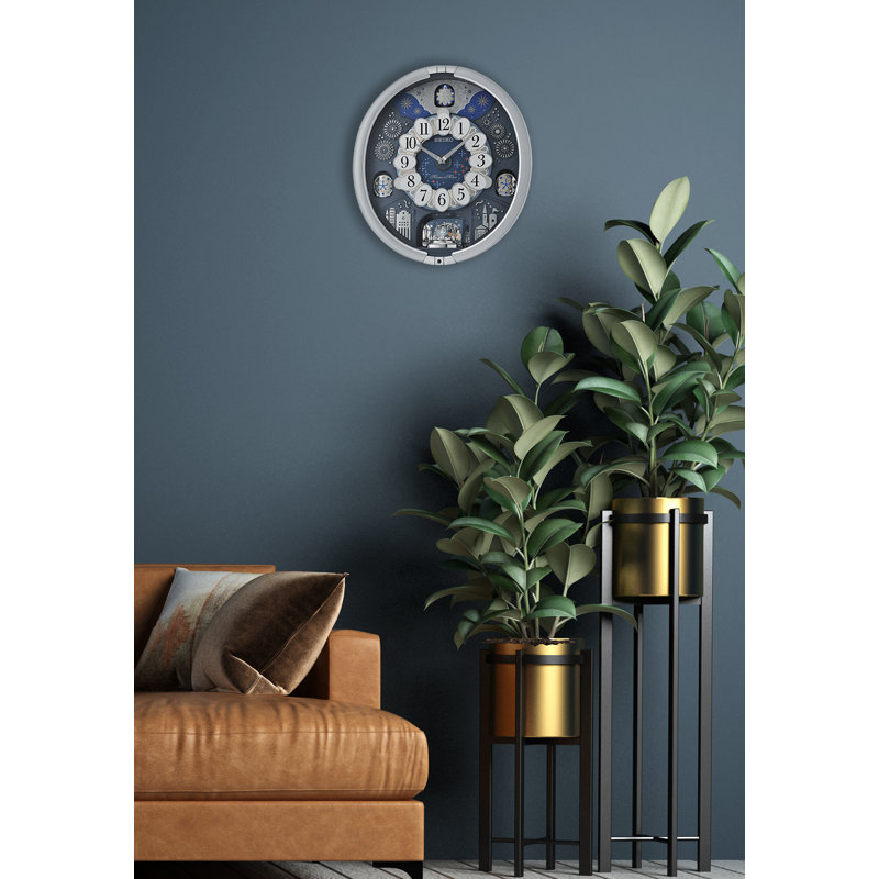 Seiko 18" Silver Melodies in Motion Wall Clock with Swarovski Crystals