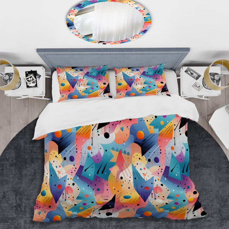 Ensemble de housse de couette multicolore Funky Cool, Housse de couette pour très grand lit et 2 très