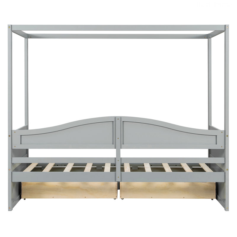 Structure de lit, lit de jour à baldaquin avec 2 tiroirs pour chambres modernes