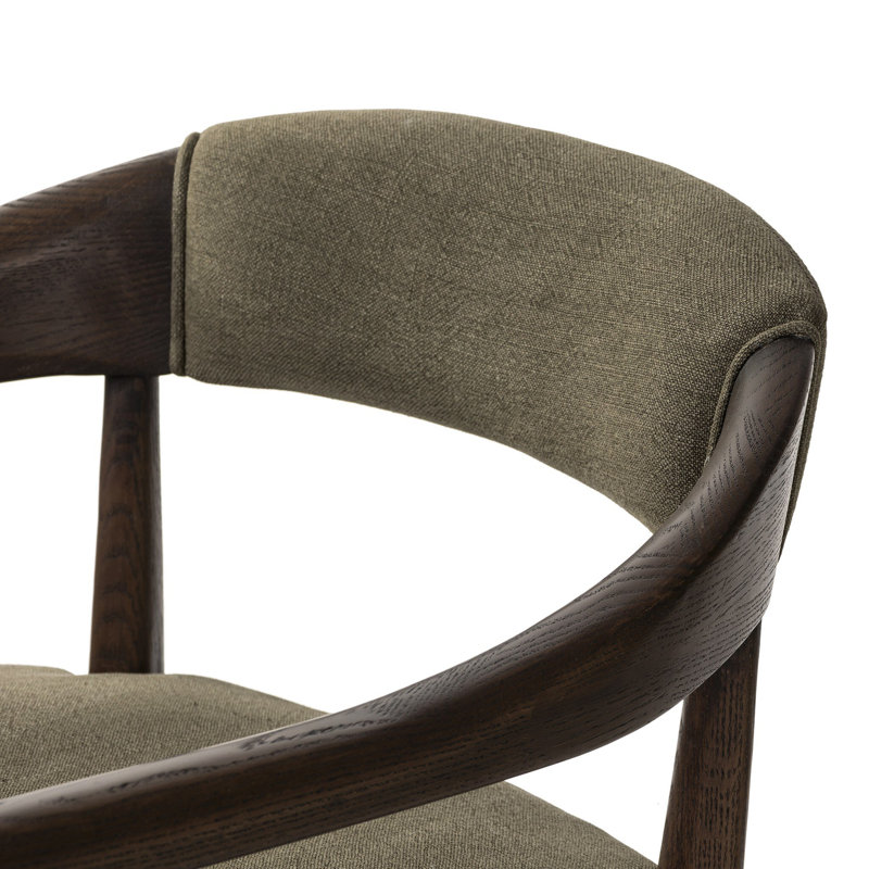 Dane Leather Upholstered Arm Chair, Laken Stone Linen