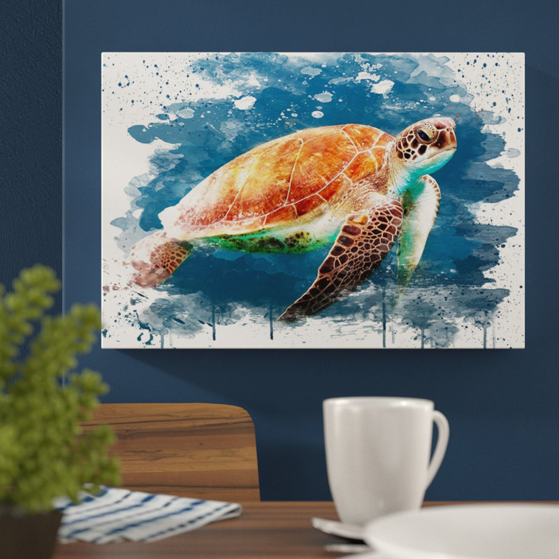 Sea Turtle - Wall Art, 50cm H x 76cm W, Wrapped Canvas