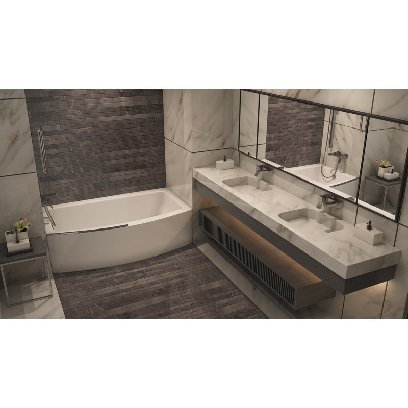 Tulum 60" x 32" Alcove/Tile In Whirlpool Acrylic Bathtub, White, Right