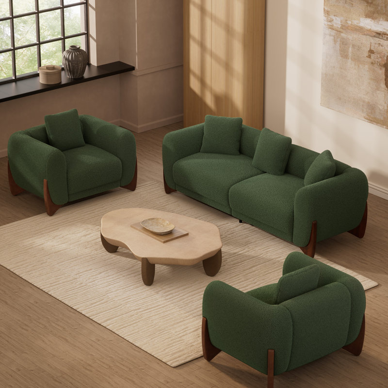 Ensemble de salon 3 pièces Modern Boucle, Vert